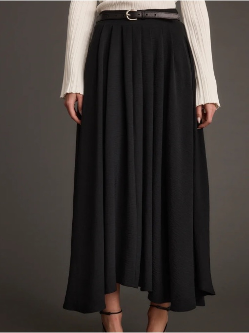 12th Tribe Black Pleated Midi Skirt NWT Small